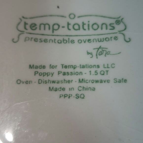 TEMP-TATIONS EUC 5 PIECE TARA POPPY PASSIONS CASSAROLE DISHES BOWLS - Picture 9 of 11